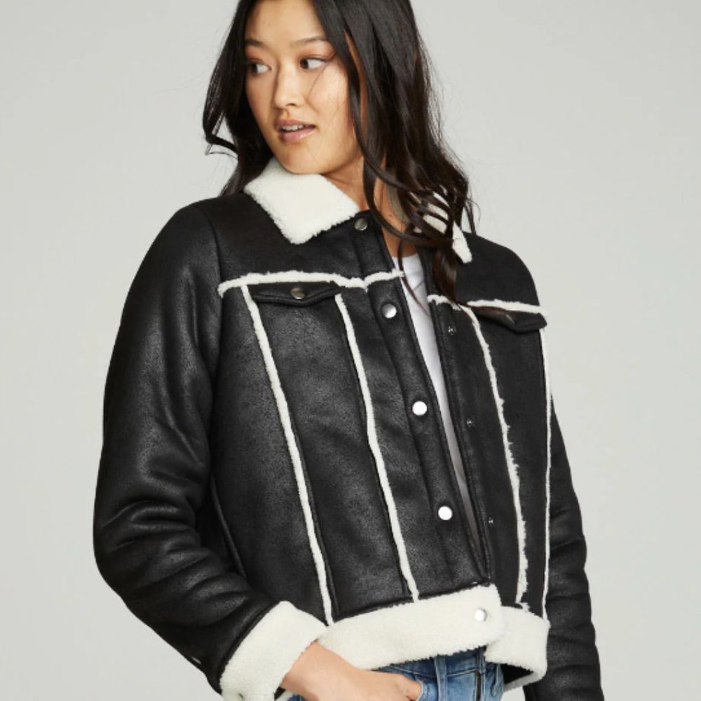 Chaser Faux Suede Shearling Trucker Jacket